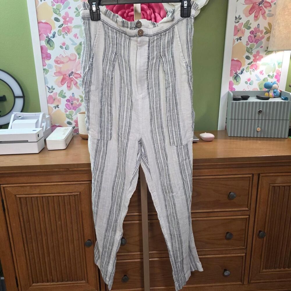 Free-people Women's Grey and White Trousers